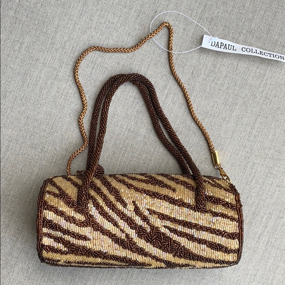 Beaded Brown Animal Tiger Print bag